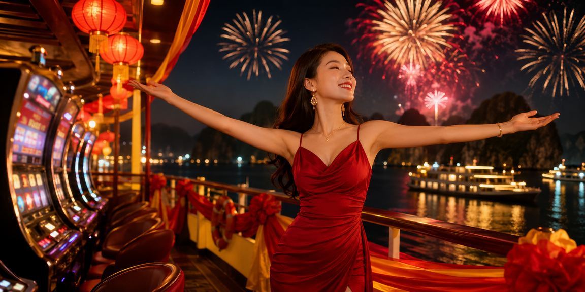 Vịnh Hạ Long rực rỡ ánh đèn lễ hội, không khí vui tươi gợi nhớ cảm giác chờ kết quả xổ số